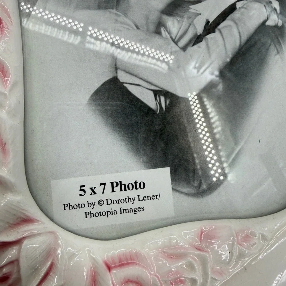 Ceramic Rose Floral Picture Frame Shabby Chic Wedding Decor 5x7 Romantic